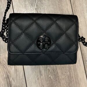 Tory Burch Black Quilted chain wallet - like new